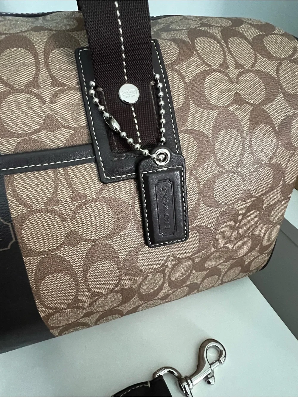 COACH HERITAGE STRIPE WEEKENDER DUFFEL BAG